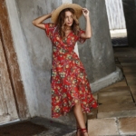 Boho Kleid Lang Asymmetrisch Blume