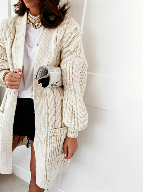 LANGE BOHO-COCOONING-STRICKJACKE