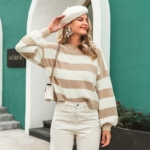 WEICHER GESTREIFTER BOHO PULLOVER